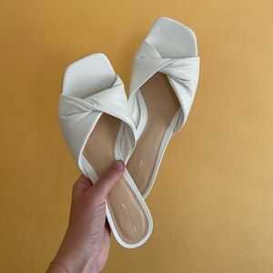 Reformation twist-strap white block heel